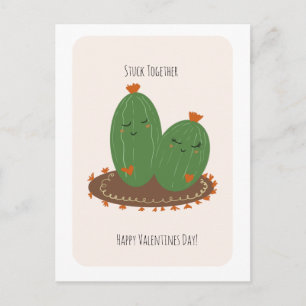 Postal Doodle de Cactus Día de San Valentín 