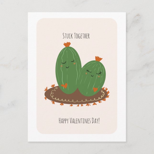 Postal Doodle de Cactus Día de San Valentín  (Anverso)