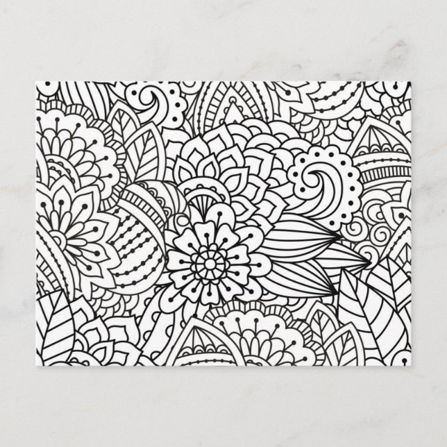 Postal Doodle de diseño de flores (Anverso)
