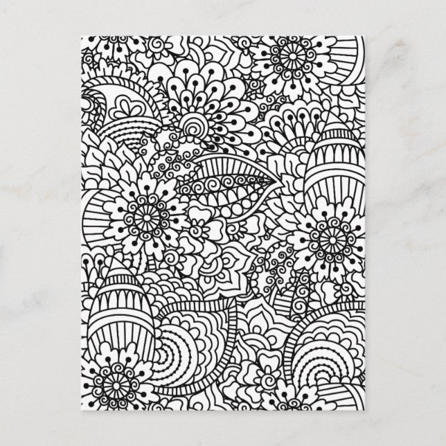 Postal Doodle de flores (Anverso)