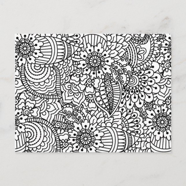 Postal Doodle de flores (Anverso)