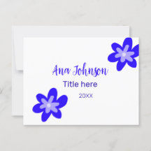 Doodle de flores azules titulo año 20XX profesión