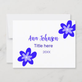 Postal Doodle de flores azules titulo año 20XX profesión