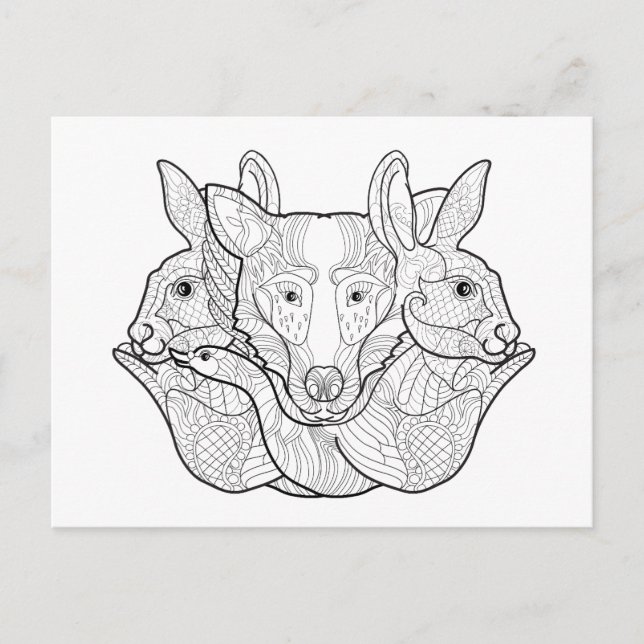 Postal Doodle de grupo animal (Anverso)