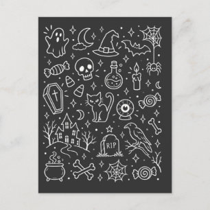 Postal Doodle de Halloween de vuelta