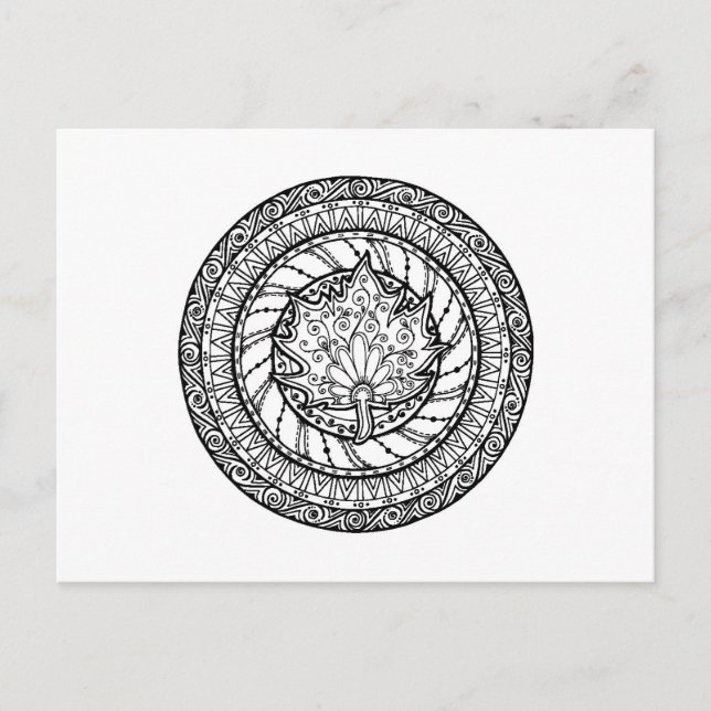 Postal Doodle de hojas de arce de otoño (Anverso)