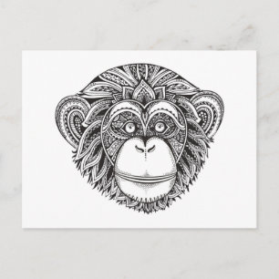 Postal Doodle de ilustración de monos