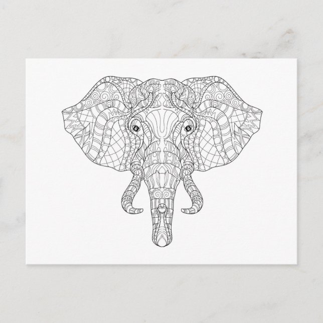 Postal Doodle de la cabeza del elefante 2 (Anverso)