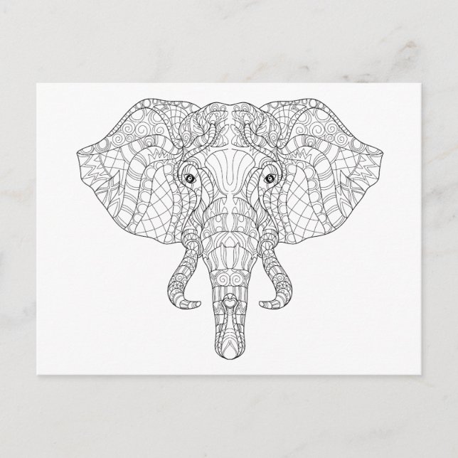 Postal Doodle de la cabeza del elefante 2 (Anverso)