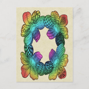 Postal Doodle de la flor arcoiris
