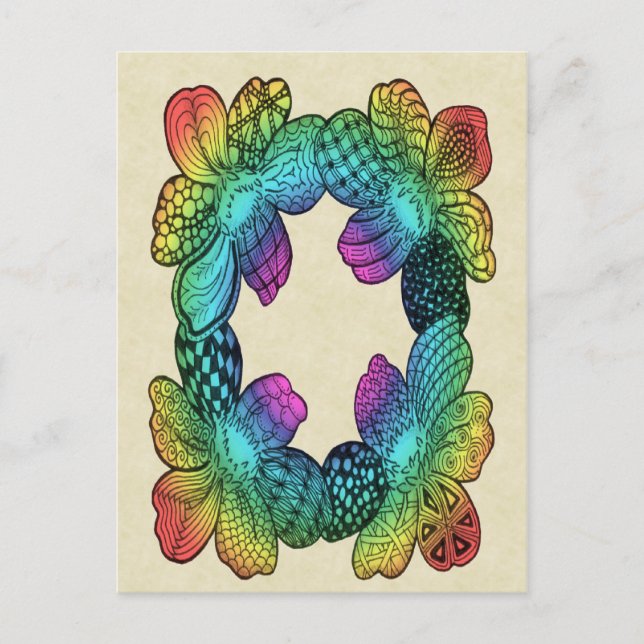 Postal Doodle de la flor arcoiris (Anverso)