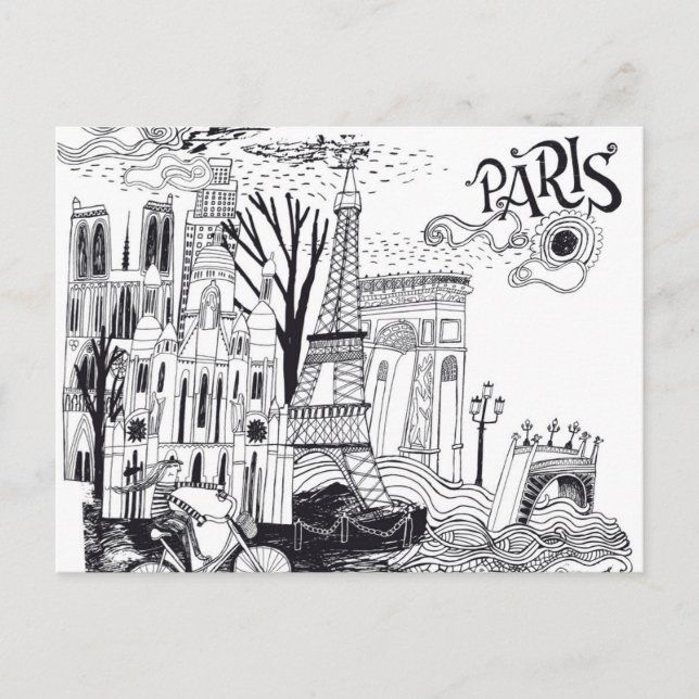 Postal Doodle de Paris France (Anverso)