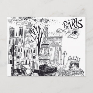 Postal Doodle de Paris France