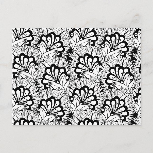 Postal Doodle de patrón de flor (Anverso)