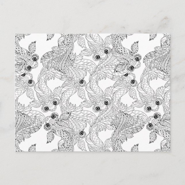 Postal Doodle de pescado de China (Anverso)