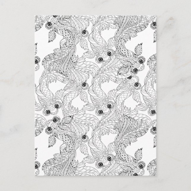 Postal Doodle de pescado de China (Anverso)