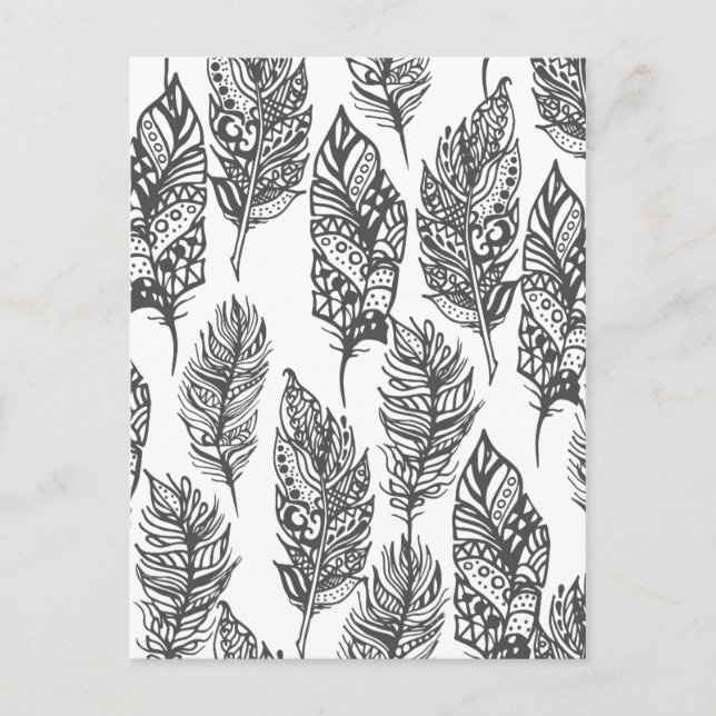 Postal Doodle de plumas suaves (Anverso)