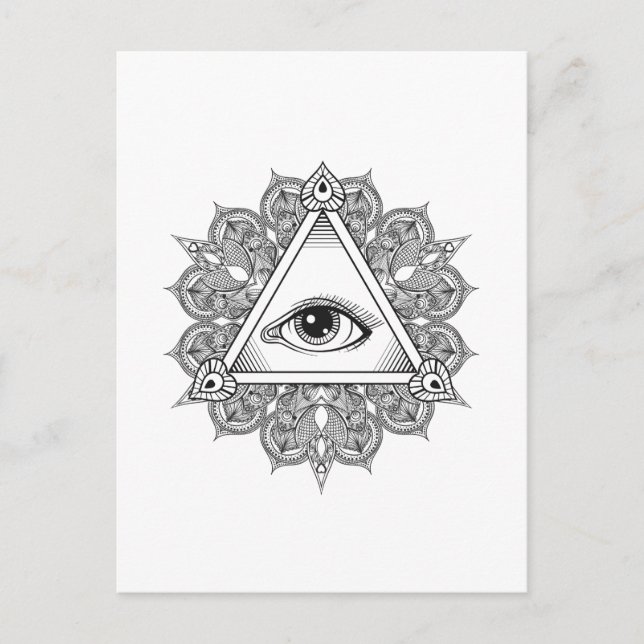 Postal Doodle de símbolo de la pirámide ocular (Anverso)