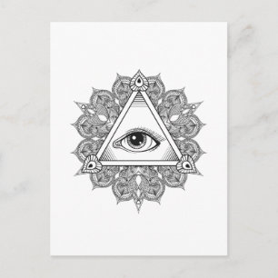Postal Doodle de símbolo de la pirámide ocular