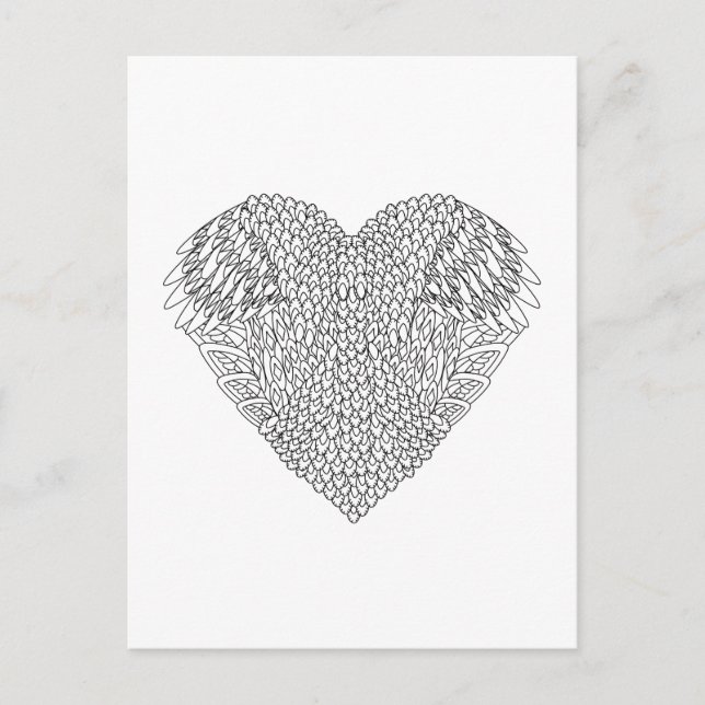 Postal Doodle del corazón alado (Anverso)