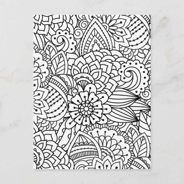 Postal Doodle del diseño floral (Anverso)