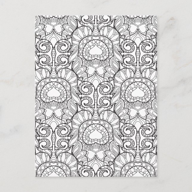 Postal Doodle del patrón de plumas de pavo real (Anverso)