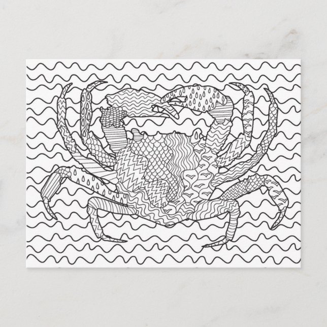 Postal Doodle detallado de cangrejo marino (Anverso)