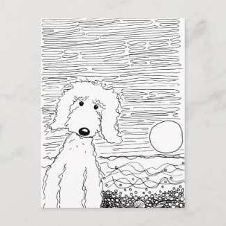 Postal Doodle dorado en la playa