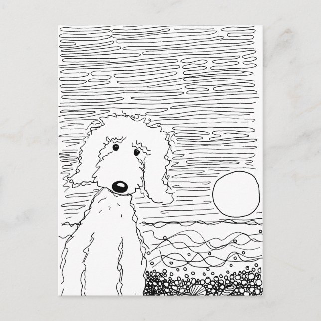 Postal Doodle dorado en la playa (Anverso)