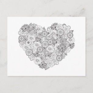 Postal Doodle Floral Heart
