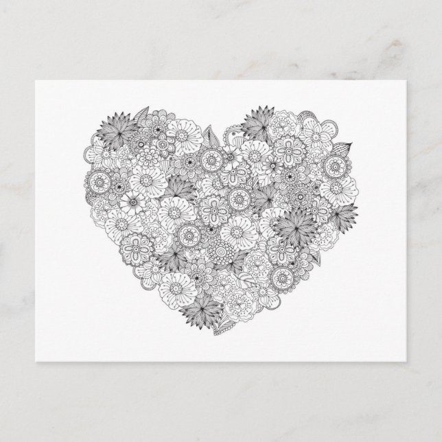 Postal Doodle Floral Heart (Anverso)
