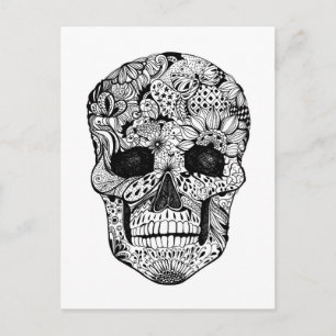 Postal Doodle Floral Skull