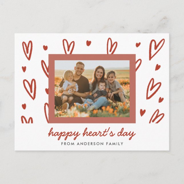 Postal Doodle Heart Photo Valentine Greeting (Anverso)