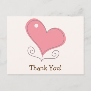 Postal Doodle Heart Rosa Retro Gracias