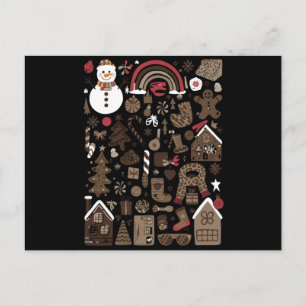 Postal Doodles de Navidad Árboles Vintage Fiesta Retro 