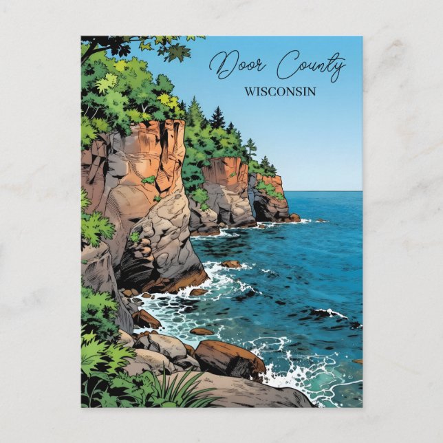 Postal Door County Illustration with Poem (Anverso)