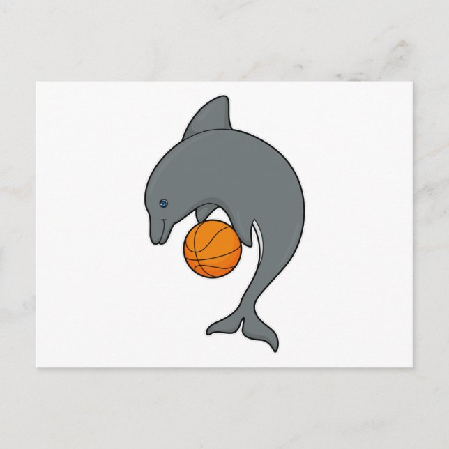 Postal Dophin como jugador de baloncesto con baloncesto (Anverso)