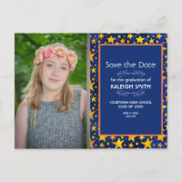 Dorada Stars Navy Blue Photo Graduation Save Date