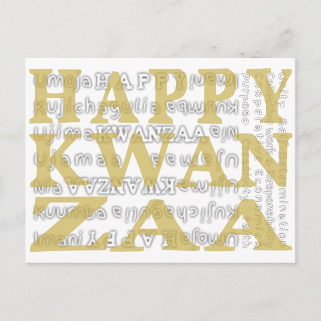 Postal Dorado Moderno Feliz Kwanzaa (Anverso)