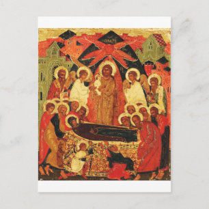 Postal Dormición de la Madre de Dios icono ortodoxo 