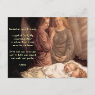 Postal Dormir - Dos ángeles guardianes y niños