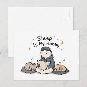 Postal Dormir es mi pasatiempo chistoso meme de amante de