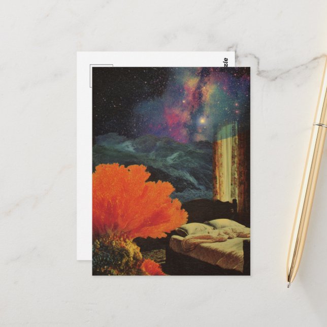 Postal Dormitorio bajo el mar Surreal Composición de medi (Anverso/Reverso In Situ)