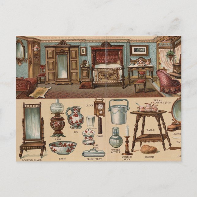 Postal Dormitorio victoriano (Anverso)