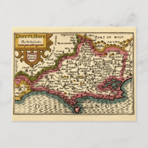 Postal Dorset Dorsetshire County England Mapa histórico a