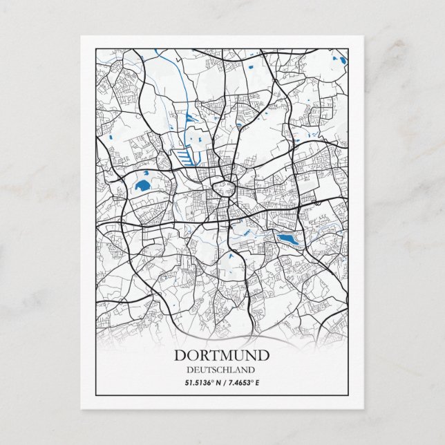 Postal Dortmund Deutschland City Map Viaje simple (Anverso)