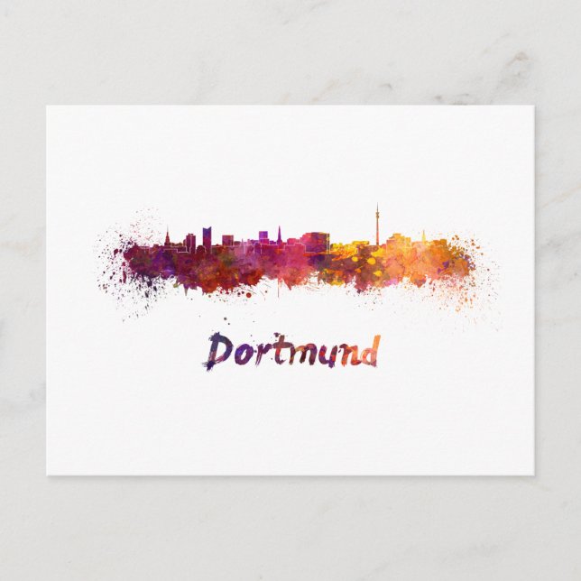 Postal Dortmund skyline in watercolor (Anverso)