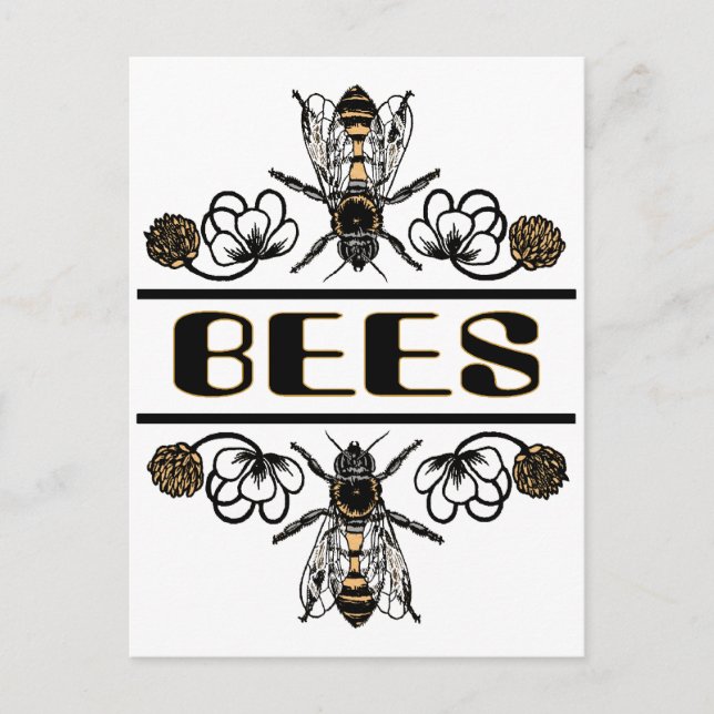 Postal dos abejas con trébol trans1 (Anverso)