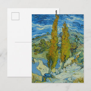 Postal Dos álamos en los Alpilles de Vincent Van Gogh