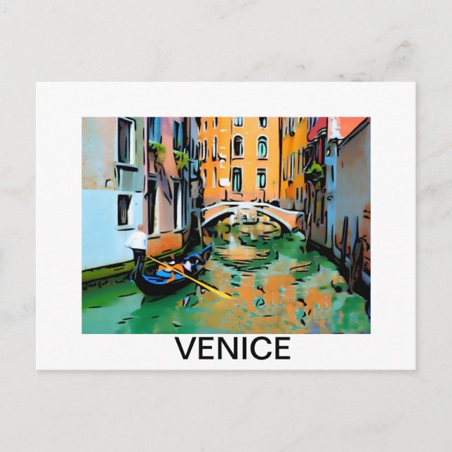 Postal Dos amantes en una góndola de Venecia, Italia. (Anverso)